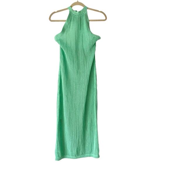 Beach Riot NWTs Romee High Neck Halter Green Crochet Dress Swim Coverup medium - Picture 3 of 9